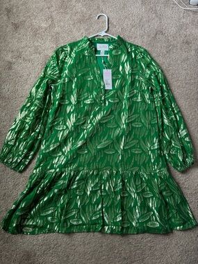 Lilly Pulitzer Green Metallic Leaf Blouse